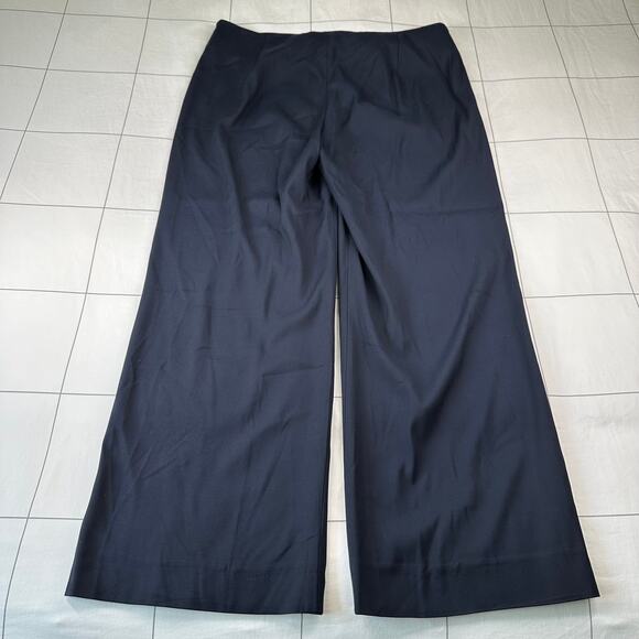 Vince Pants Womens 12 Blue Deconstructed Wide Leg Trouser Side Zip Classic Work - Picture 3 of 13